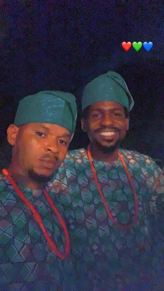 Traditional Yoruba attire with beaded regalia